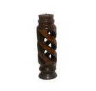 Vintage Spiral Barley Twist Carved Wooden Pillar Candle Holder 12    Dark Finish