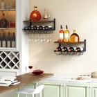 2 Tiers Wine Rack Wall Mounted With Wine Bottle Holder   Wine Glass Rack  Bar   