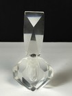 Vintage Art Deco Clear Glass Perfume Bottle With Stopper Geometric Design  chip 