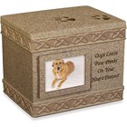 Pet Memorial Urn W  Photo Frame Paw Print Design Beloved Dog Ashes Display New