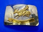 Bull Rider Riding Pro Rodeo Cowboy Trophy Ribbon German Silver Vtg   Belt Buckle