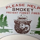 Vintage Smokey Bear Sign Topper - Forest Service Porcelain License Plate Topper