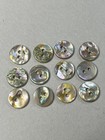 Abalone Shell Buttons 2 Hole Flat Shirt Buttons 11mm 12 Lot Vintage