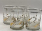 4 Swan Glasses By Culver Glass Lowball Old Fashioned Whiskey Rocks Gold Trim