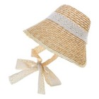 Frenchstyle Laceup Hat Bonnet Sun Straw Cap Teens Girl Vintage Summer Headwear 