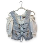 Authentic Blue   White Lederhosen Dirndl Set Size S Linen Blend Rare