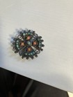 Matilde Poulat  Matl Mexican Sterling Silver Brooch Pin Cross Turquoise Coral