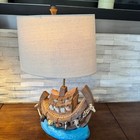 Vtg Large 21  Ceramic Noah s Ark Sunday School Lamp Decor Hand Painted 1981