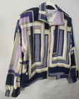 Vintage Hanasport Geo Print Zip Women s Retro Jacket Navy Beige Purple