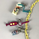 Vintage  80s Bell Clip On Charm Necklace Yellow Plastic Chain W  15 Retro Charms