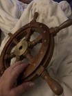 Large Wooden Ship s Wheel Nautical Decor 18  Ship Wheel With Brass Center