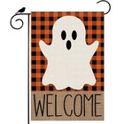 Welcome Ghost Spooky Garden Flag Yard Flag Double Sided Small Mini 12x18 Inch