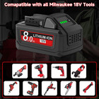 2pack 8 0ah Replacement For Milwaukee M18 Battery Charger Kit 18v Batteries Comp