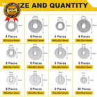 108pcs 304 Stainless Steel Flat Washers  Fender Washers Assortment Kit 12 Sizes