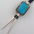 Quality Sterling Silver   Kingman Turquoise Elegant Southwestern Bolo Tie