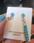 Glennetta Luna Zuni Turquoise Sterling Silver Dangle Earrings Nwt  1 5 Inch