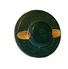 Vintage Turned Wooden Button W Hand Painted Red Flowers On Green 7 8 