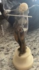 Bronze Finish Violinist Sculpture On Faux Marble Base Musician Figurine Violin