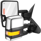 Chrome Power Heated Dynamic Running Light Tow Mirrors For 14-18 Silverado Sierra