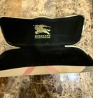 Burberry Beige Plaid Faux Leather Hard Case For Glasses  Felt Lining