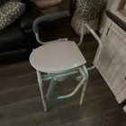 Bedside Commode Chair Adjustable Height With Armrests  Metal plastic Green Gray