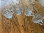 Princess House Fantasia Poinsettia 4  Coffee tea Mugs Clear Glass Set Of 4 