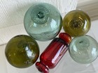 Authentic Japanese Glass Fishing Floats Lot Of 5-red Rolling Pin-marks Oregon