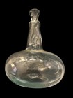 Hand Blown Art Glass Onion Bottle Wine Carafe Pinched Neck Rough Pontil