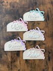 Personalized Baby Girl Birth Announcement Bow - Nursery Decor Name Sign