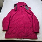 Lands End Parka Jacket Womens Xl 18-20 Red Fleece Lined Hooded Nylon Winter