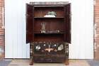 Antique Black   Floral Chinoiserie Armoire