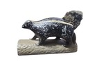 Vintage Metal Jimmie The Skunk On Log 1938 Wheat Cent Souvenir Paperweight