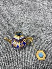 Antique Japanese Enamel Miniature Teapot With Flowers  Butterfly Pattern