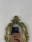 Vintage Brass Victorian Hand Mirror Ornate Shabby Chic Vanity Gold Tone