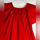 Mexican Fiesta Hand-embroidered  Red  Cotton Puebla Dress   Tunic