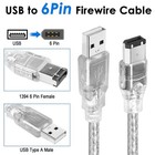 6ft Firewire To Usb Adapter Cable 6 Pin Ieee 1394 Male To Usb 2 0 Male Adapto   