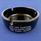 Vintage Showboat Casino Hotel   Hotel Black Glass Ashtray Las Vegas 3 1 4 