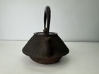 Y9123 Tetsubin Iron Kettle Teapot Pot Arare Pattern Copper Lid Japan Antique