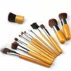 Professional Kabuki Makeup Brush Set W  Bamboo Handles Cosmetic Brushes 12 Piece