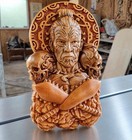 Maori Warrior Wood Carving Wall Hanging Sculpture Polynesian Tribal Skull Decor