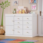 Baby Changing Table Dresser With 8 Drawers  2 Cabinets  White