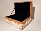 Vintage Large Jewelry Trinket Box Chest Tessellated Coral Stone And Raw White Tr