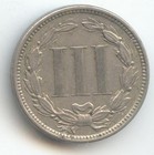 1874 Three Cent Nickel  3c  Xf