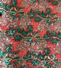 Vtg Christmas Gorgeous Foil Bells Wrapping Paper Gift Wrap 1960 Green Red Silver
