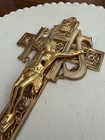 Vintage Crucifix Ihs Cross Jesus Ornate Filigree Brass Wall Hanging See Pics