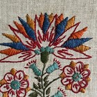 Vintage Crewel Embroidery Mcm Floral Arrangements Framed Art Needlework 11 x7 