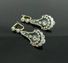 Vintage Old European Lab Created Diamond Openwork Wedding Gold Filled Earrings