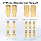 Air Hose Fittings Quick Connect Brass Air Coupler And Plug Kit 1 4 Npt Air To   