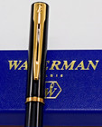 New Waterman Paris Allure Black Lacquer Gold Trim Ballpoint Pen Made France Look