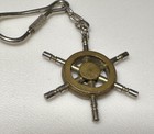 Vintage Sailor Ship Boat Steering Wheel Good Luck Lucky Charm Keychain Key Ring